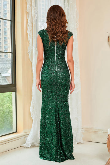 Vestido de Fiesta Lentejuelas Verde Oscuro